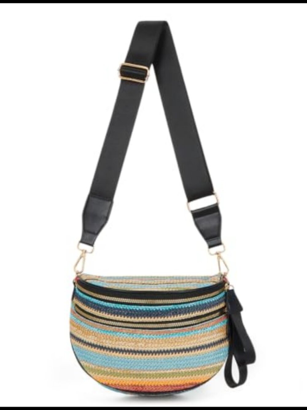 Faux Straw Crossbody Bum Bag Woven Fanny Pack Summer Waist Bag